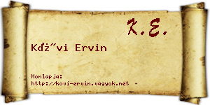Kövi Ervin névjegykártya